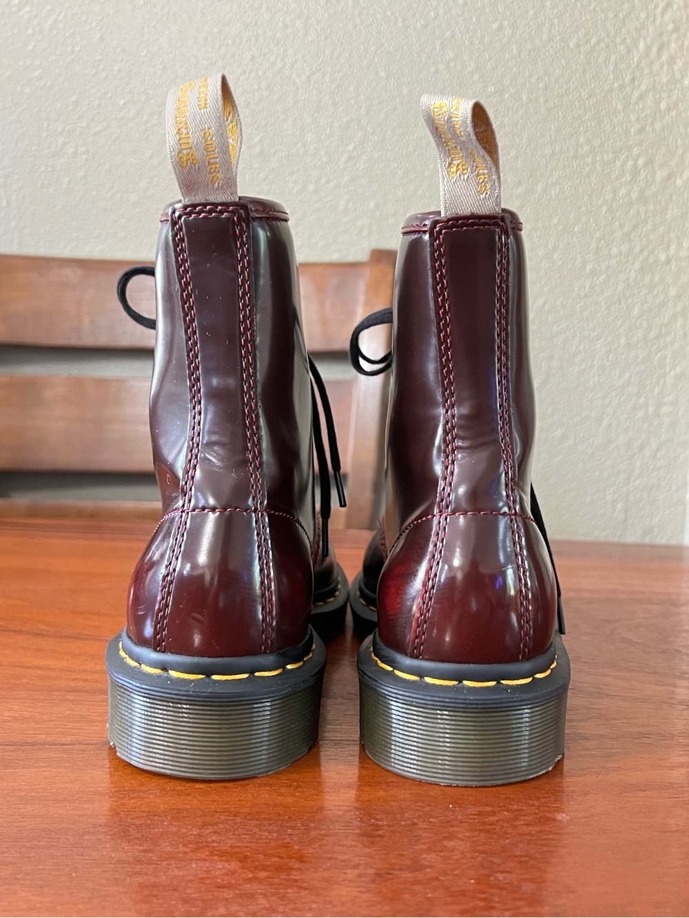 NEW Dr. Martens 1460 Vegan Leather 8-Eye Boot Cherry Red (Rub Off) GORGEOUS Goth - Picture 6 of 14